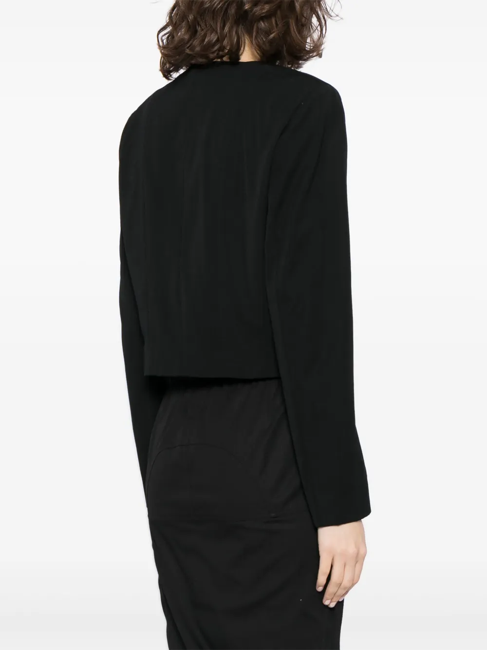 Pre-owned Chanel 2000 Collarless Cropped Jacket In Black