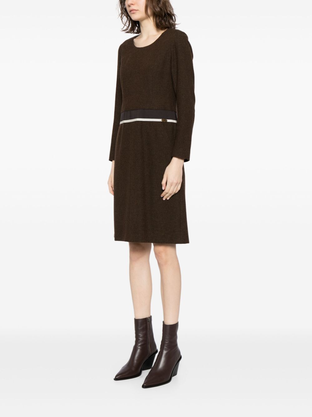 CHANEL 1999 panelled belt long-sleeved dress Women