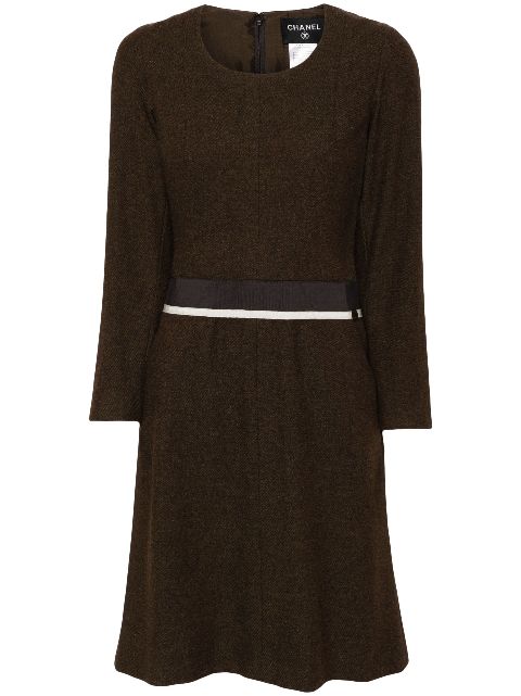 CHANEL 1999 panelled belt long-sleeved dress Women