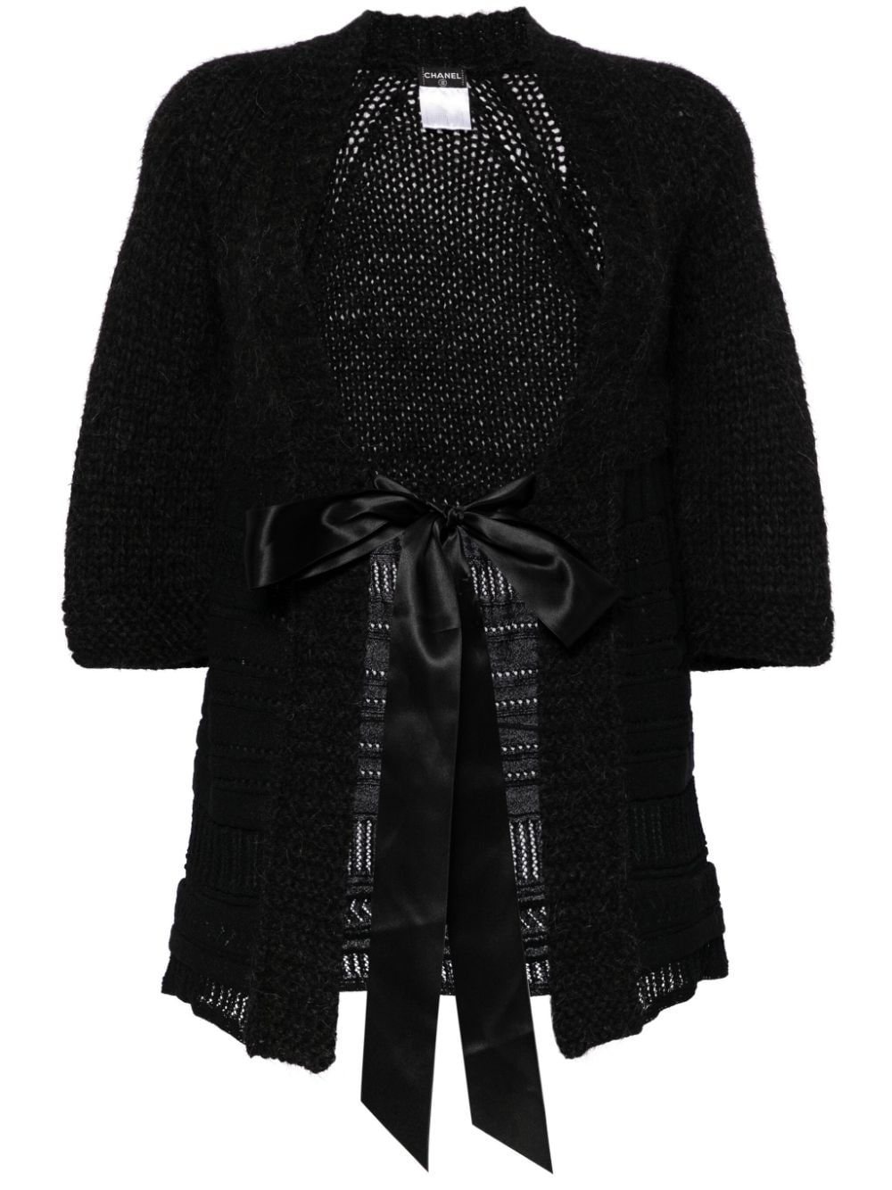 CHANEL Pre-Owned 2007 three-quarter sleeves tied ribbon cardigan - Schwarz