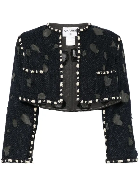 CHANEL Pre-Owned 2000s distressed detailing cropped jacket