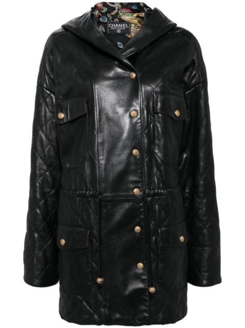 CHANEL Pre-Owned 2000 hooded leather coat