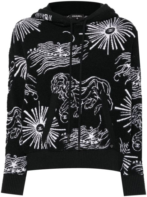 CHANEL lion-embroidered zipped hoodie Women