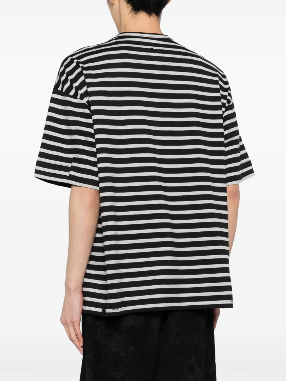 SONGZIO Gestreept T-shirt met print Zwart