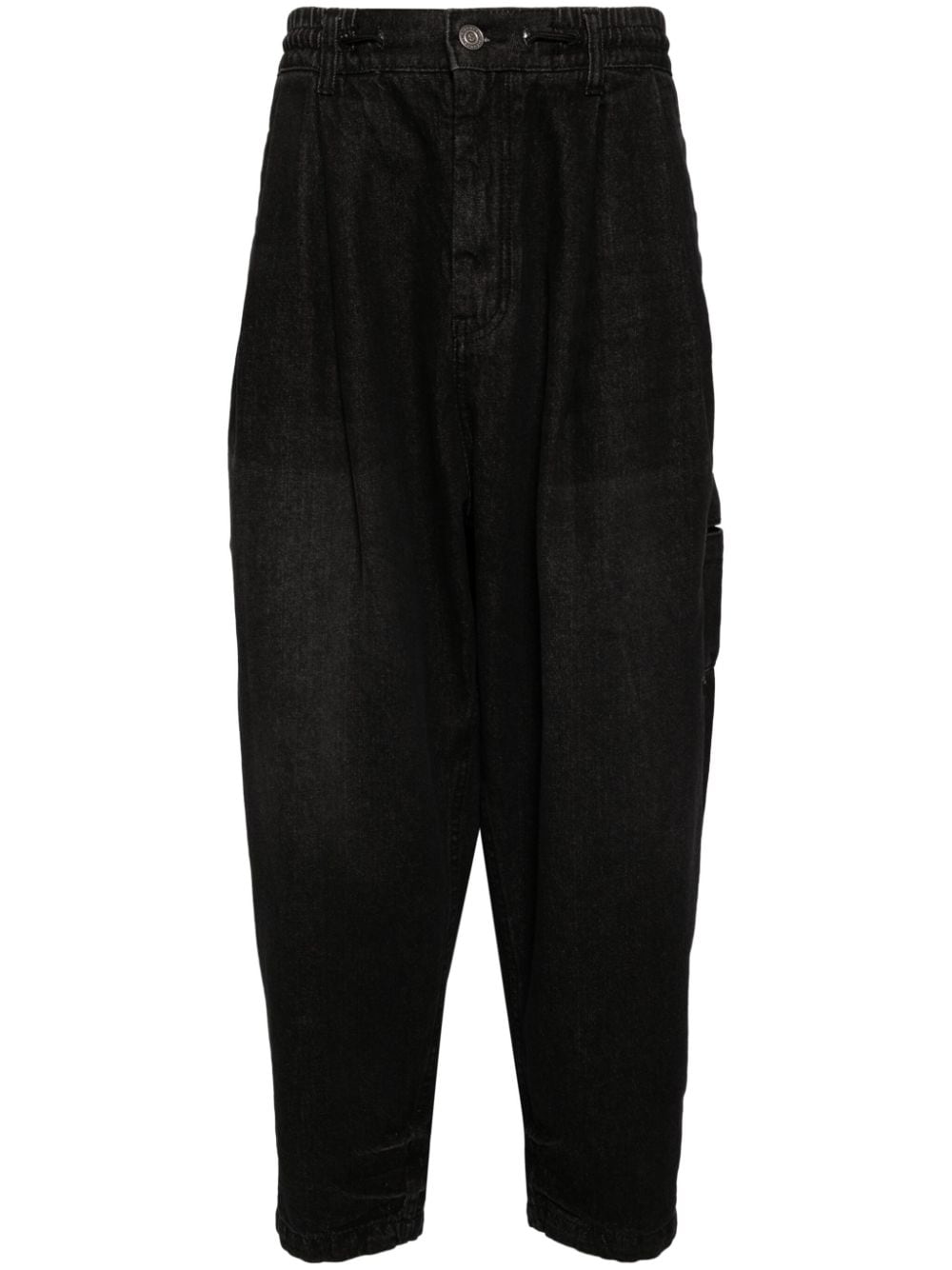 Songzio Cropped Cotton Trousers In Black