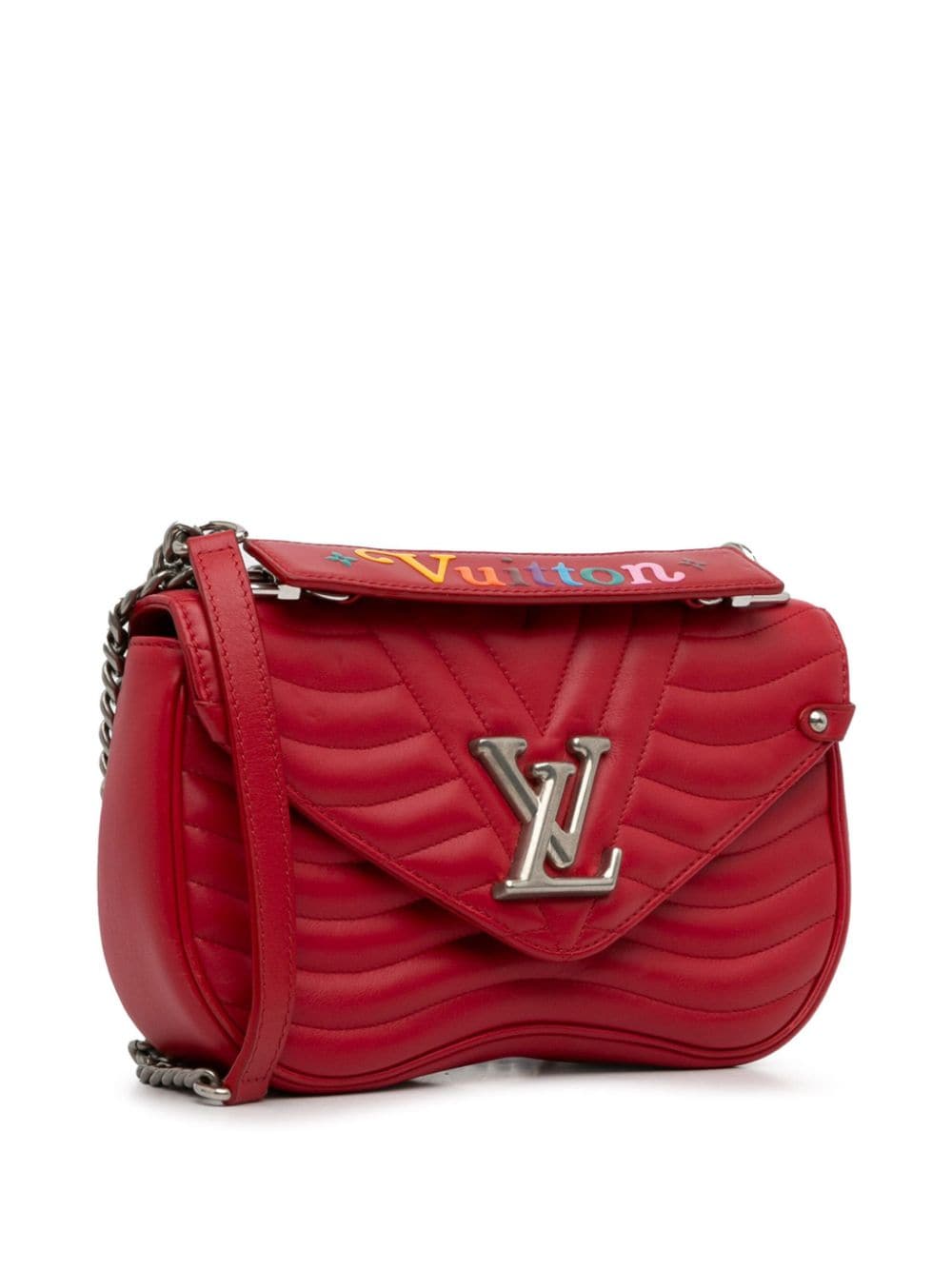 Pre-owned Louis Vuitton 2018 New Wave Chain Bag Mm Satchel In Red