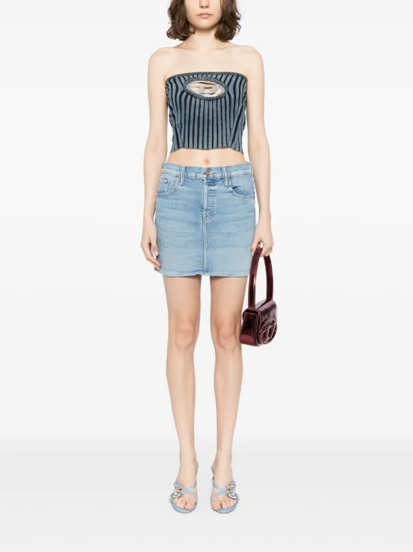 スカート COURREGES COTTON DENIM MINI SKIRT Women's Curve Love Mid Rise Denim Mini Skirt | Women's