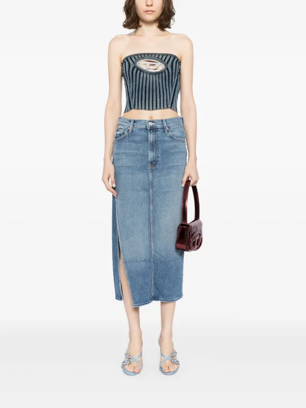 MOTHER The Split Second Denim Midi Skirt | Blue | FARFETCH
