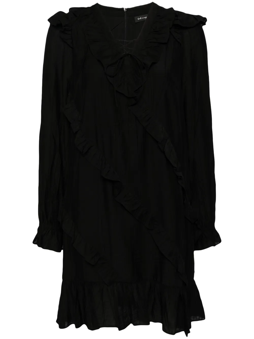 Tout A Coup Ruffled Mini Dress In Black