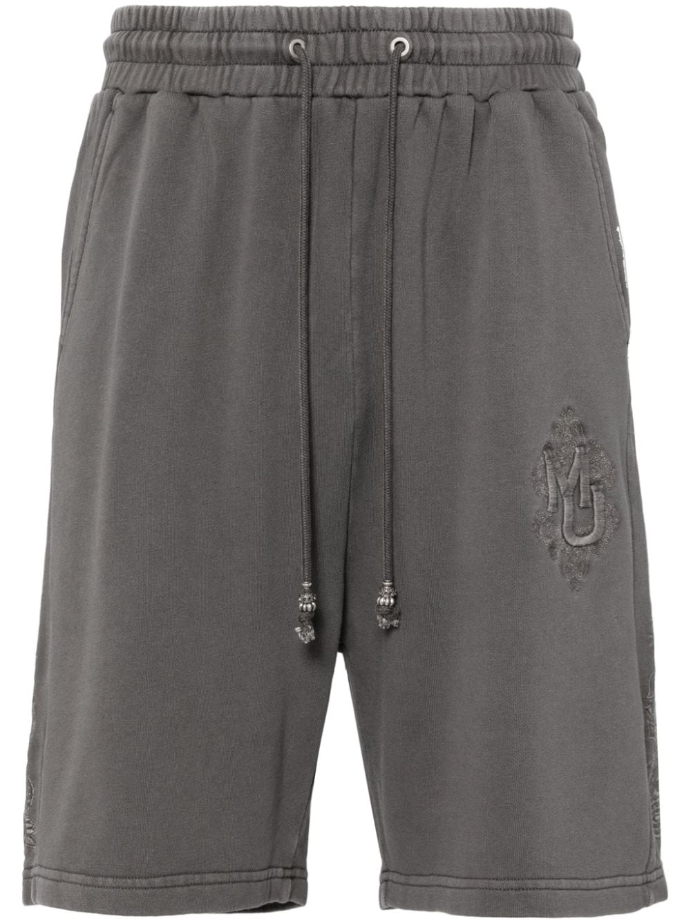 Musium Div. Logo-embroidered Cotton Track Shorts In Grey