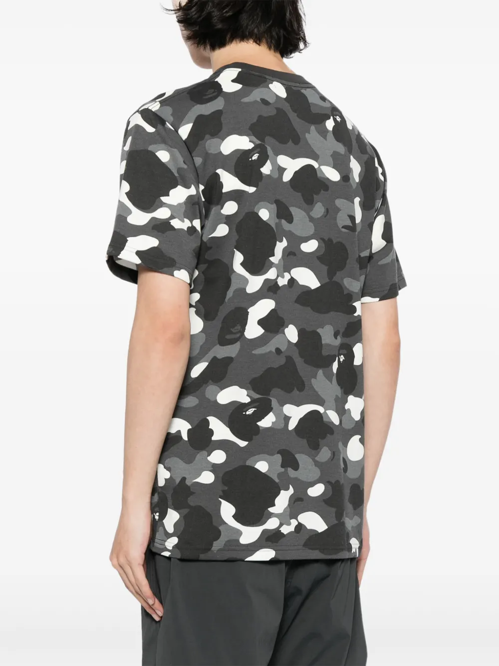 A BATHING APE T-shirt met camouflageprint en geborduurd logo Grijs