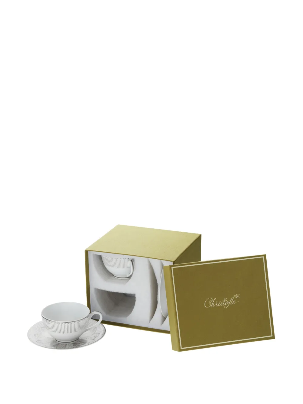 Christofle Malmaison Impériale Tea Cup And Saucers (set Of Two) In 白色