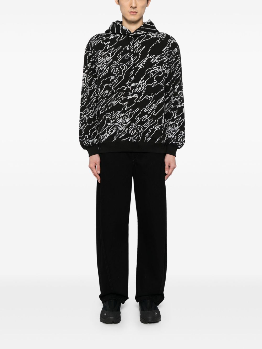 Maharishi Hoodie met print - Zwart