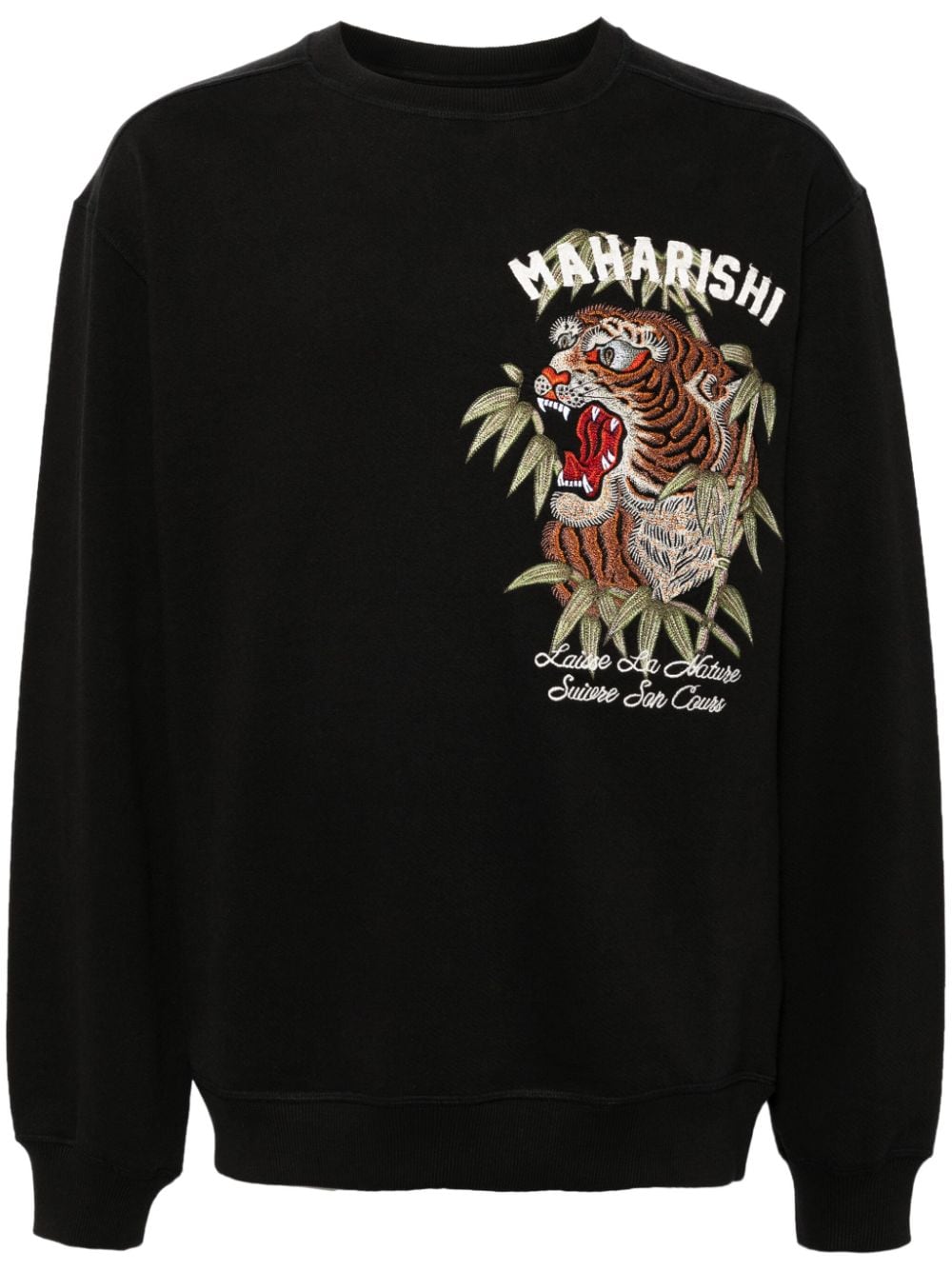 Maharishi logo-print cotton sweatshirt Zwart