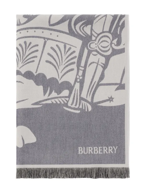 Burberry EKD Wool Cotton Scarf Grey FARFETCH TR