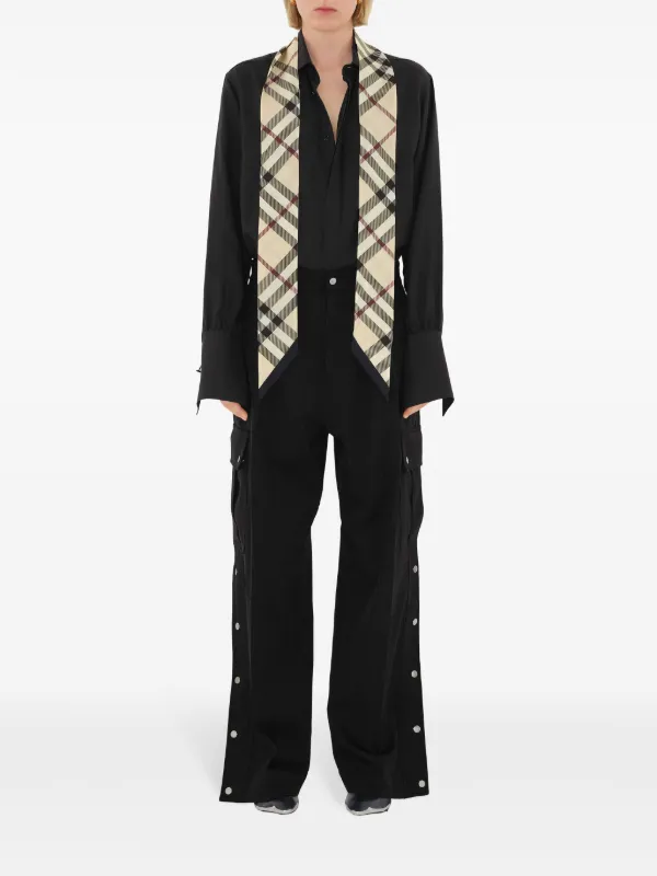 BURBERRY｜SCARVES (Skinny Checkered Silk Scarf (8083297) Skinny Check Silk Scarf in Scarlet | Burberry® Official