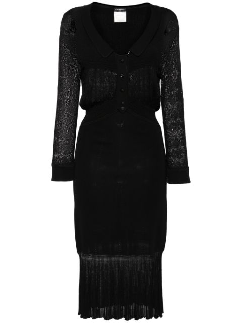 CHANEL 2006 lace-panelled fitted waist dress Women