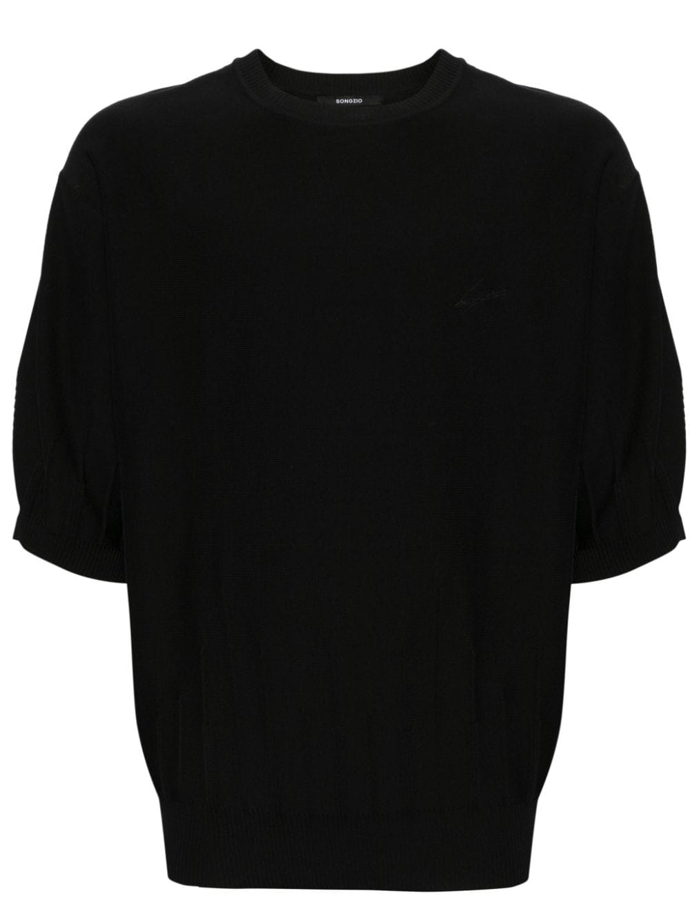 Songzio Short-sleeve Knitted Jumper In Black
