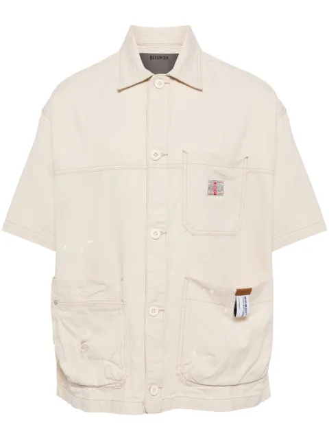 Musium Div. paint-splatter detail denim shirt
