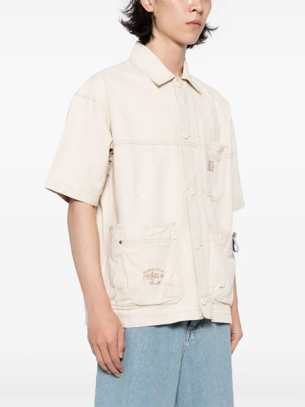 Musium Div. paint-splatter Detail Denim Shirt | Neutrals | FARFETCH JO