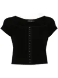 tout a coup square-neck cap-sleeves crop top - Black