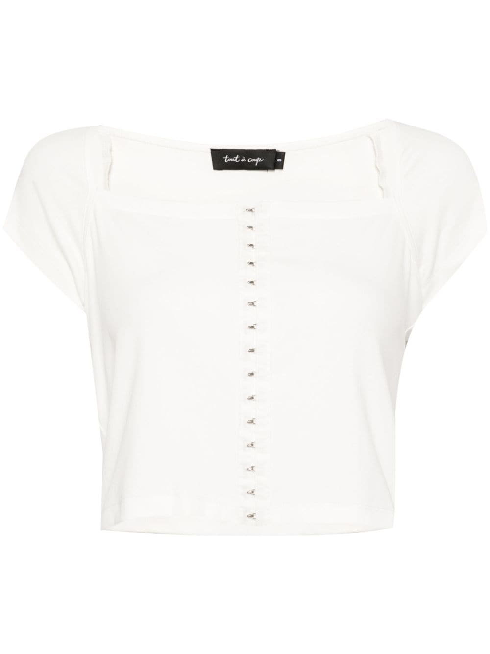 Tout A Coup Square-neck Cap-sleeves Crop Top In White