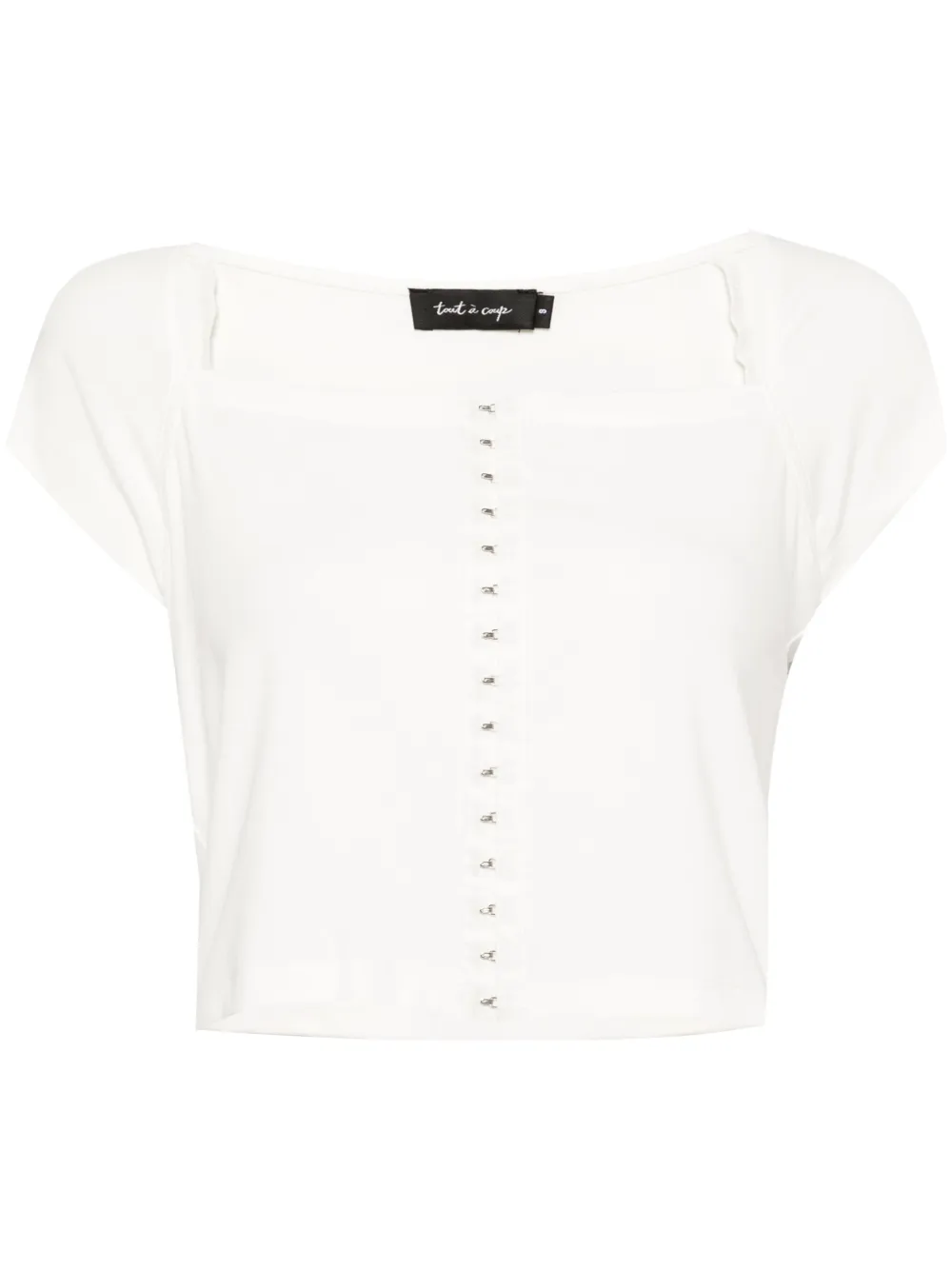 Tout a coup Cropped top met kapmouwen en vierkante hals Wit