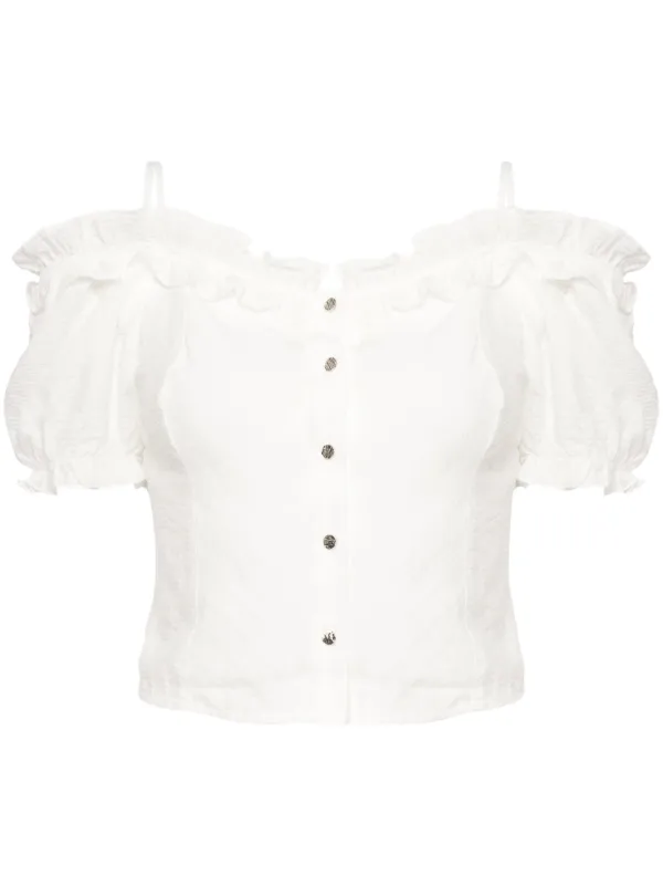 white smocked crop top