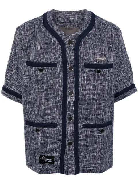 Musium Div. camisa de tweed sin cuello