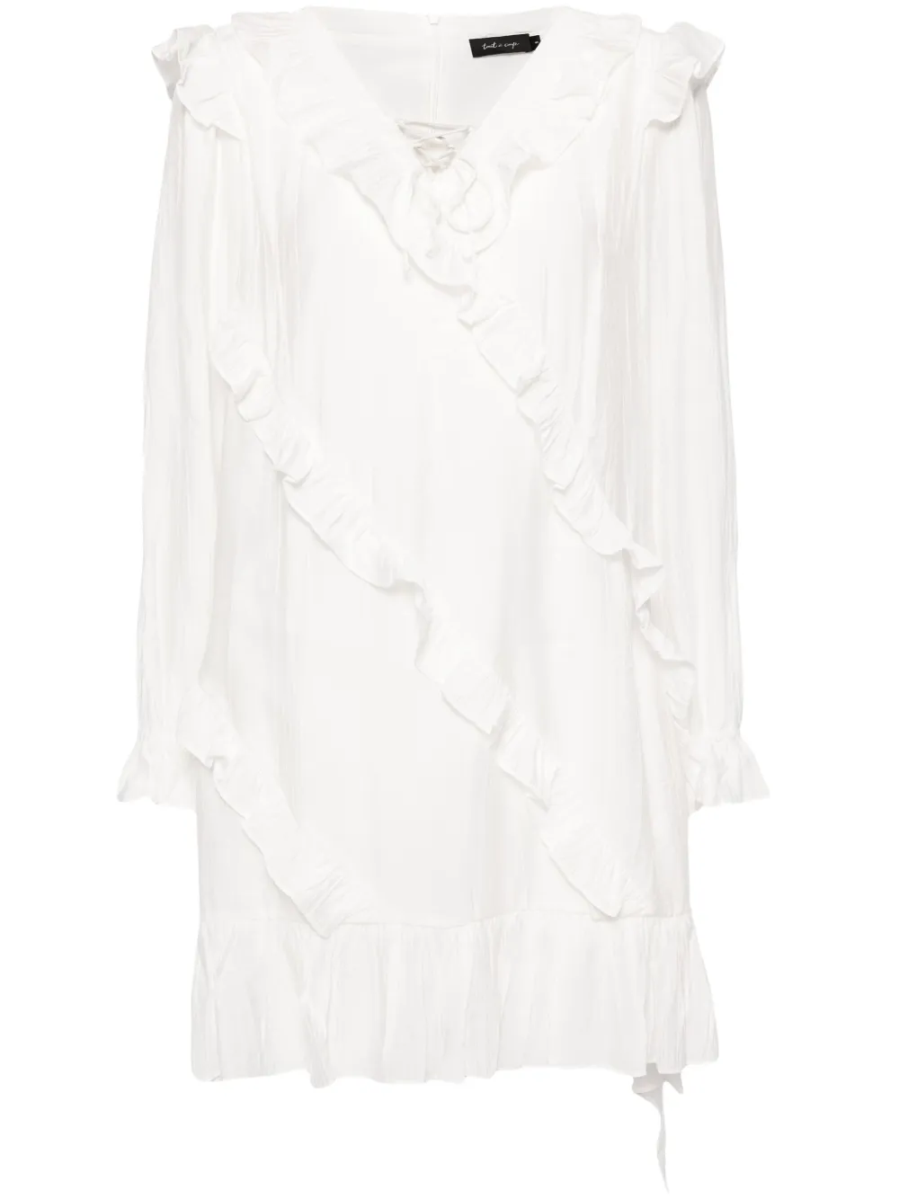 Tout A Coup Ruffled Mini Dress In White