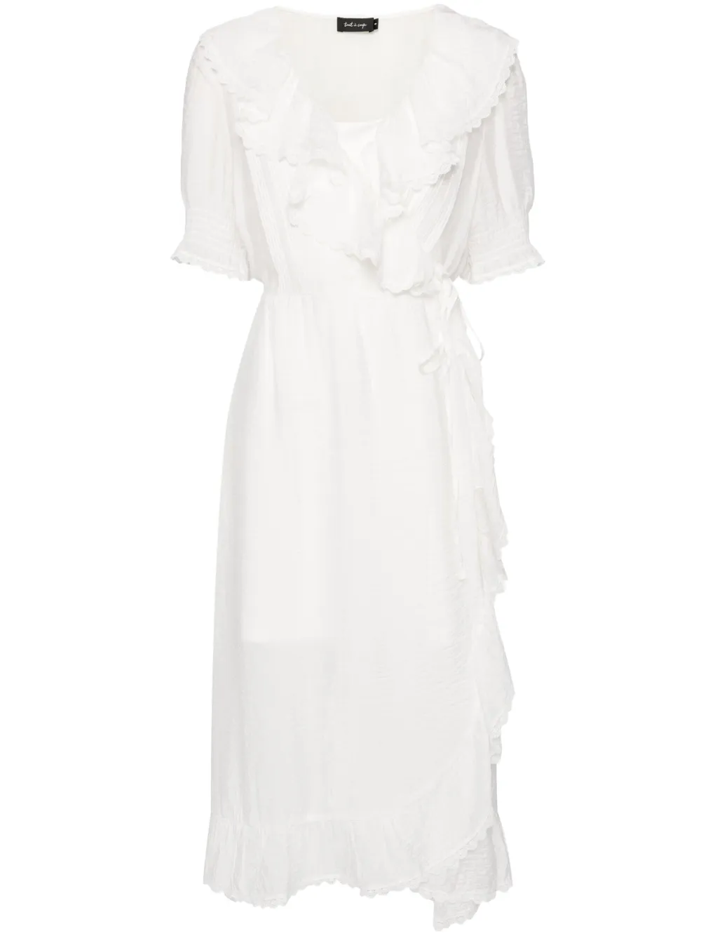 Tout A Coup Ruffle Lace-up Dress In White