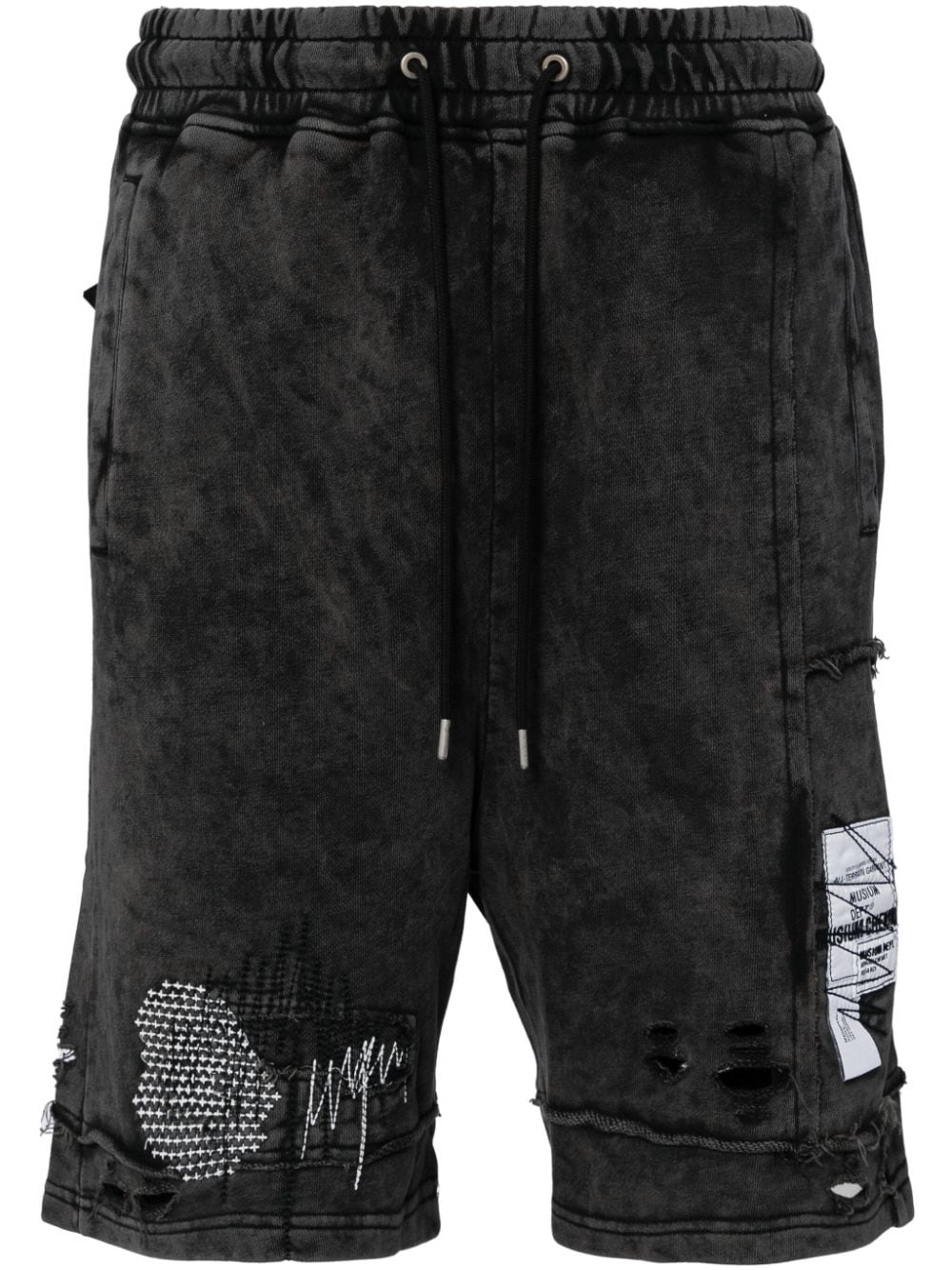 Musium Div. Distressed Cotton Track Shorts In Gray
