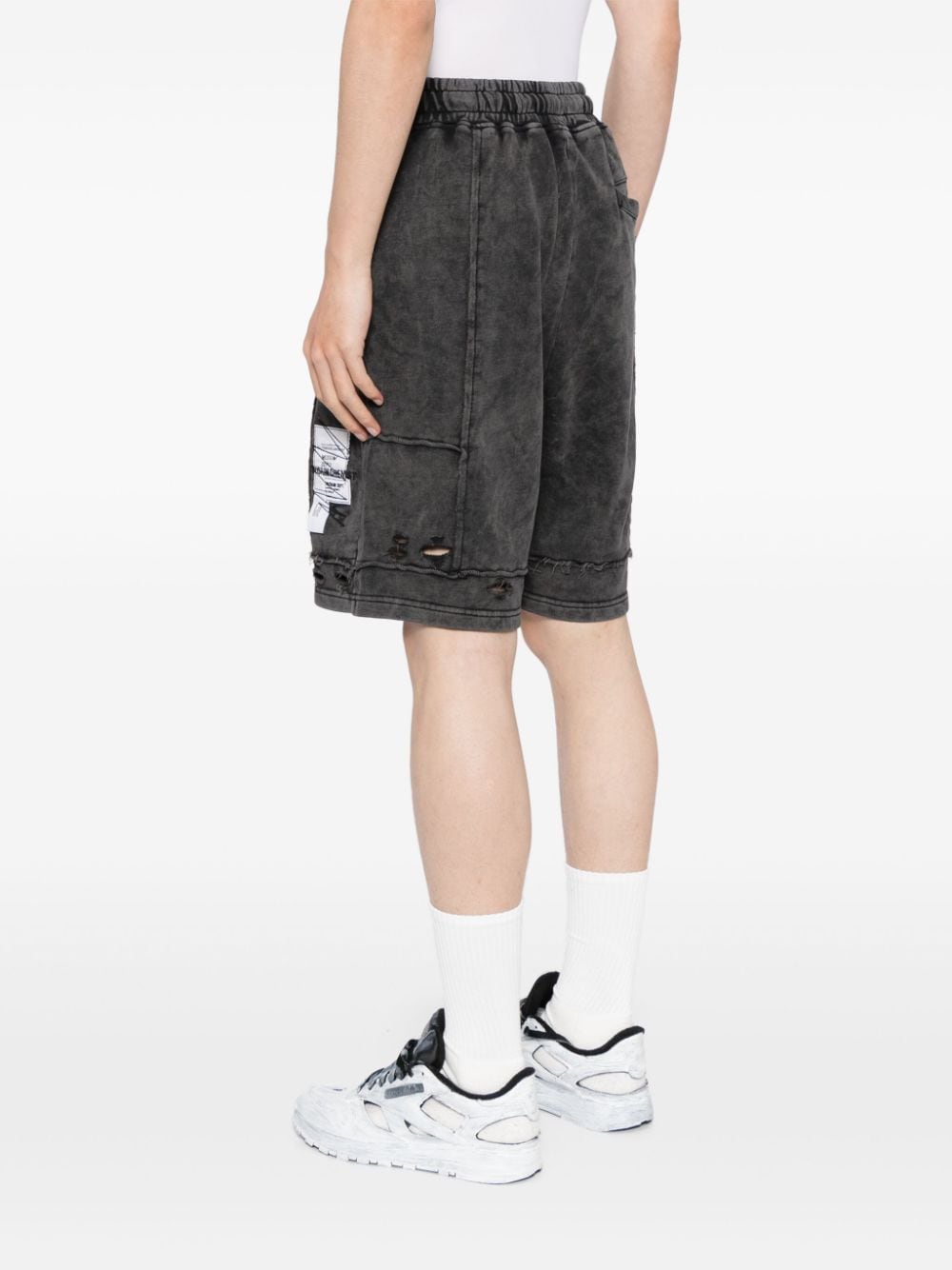 Shop Musium Div. Distressed Cotton Track Shorts In Grey