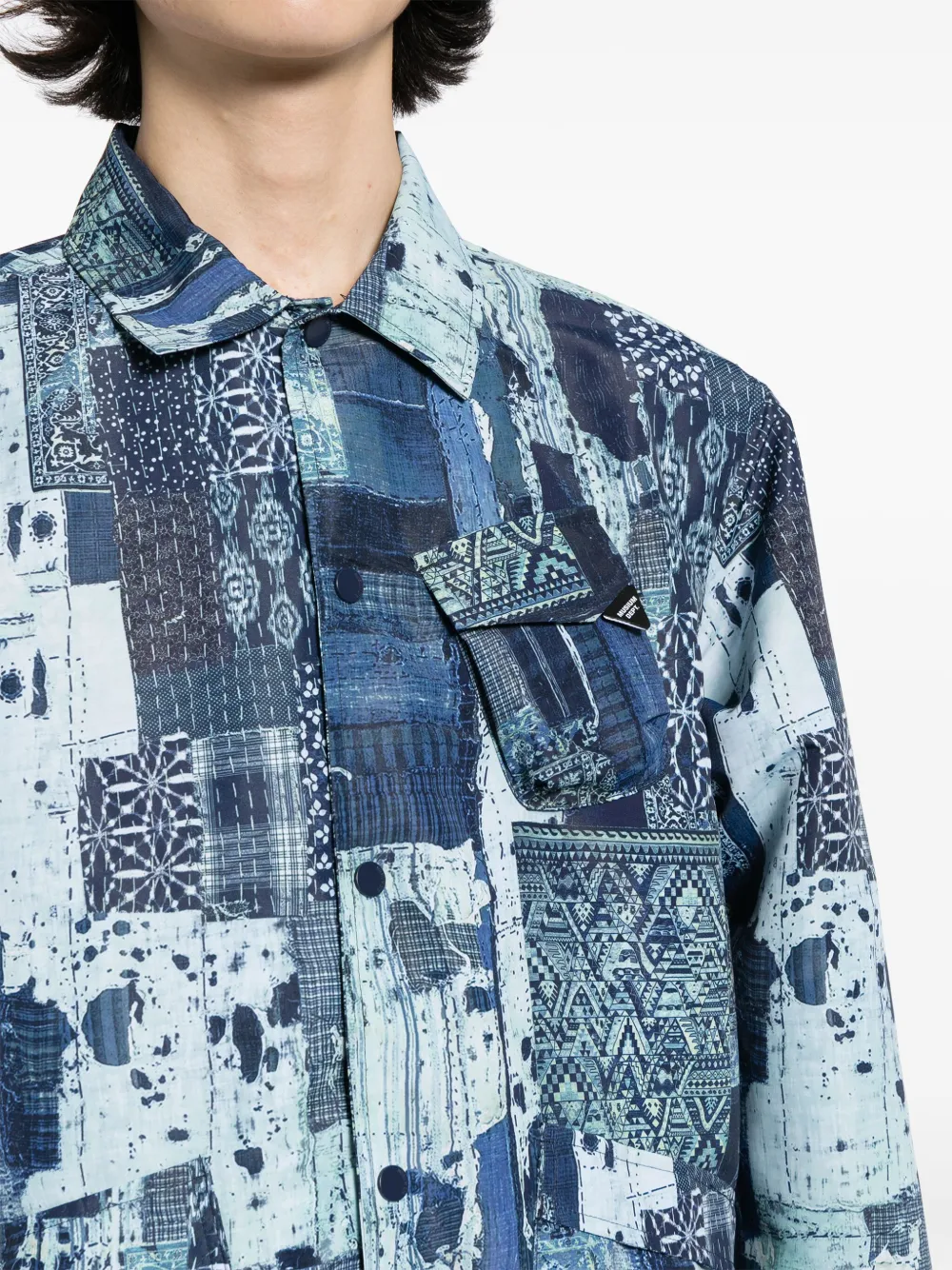 Musium Div. Shirtjack met patchwork Blauw