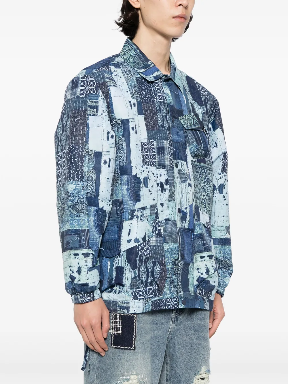 Musium Div. Shirtjack met patchwork Blauw