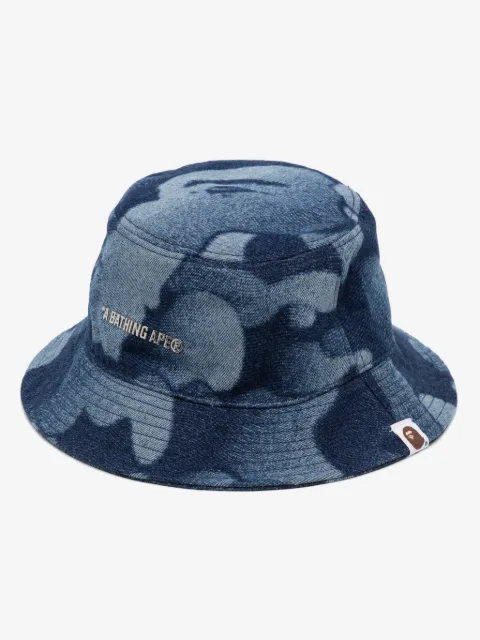 A BATHING APE® logo-plaque denim bucket hat