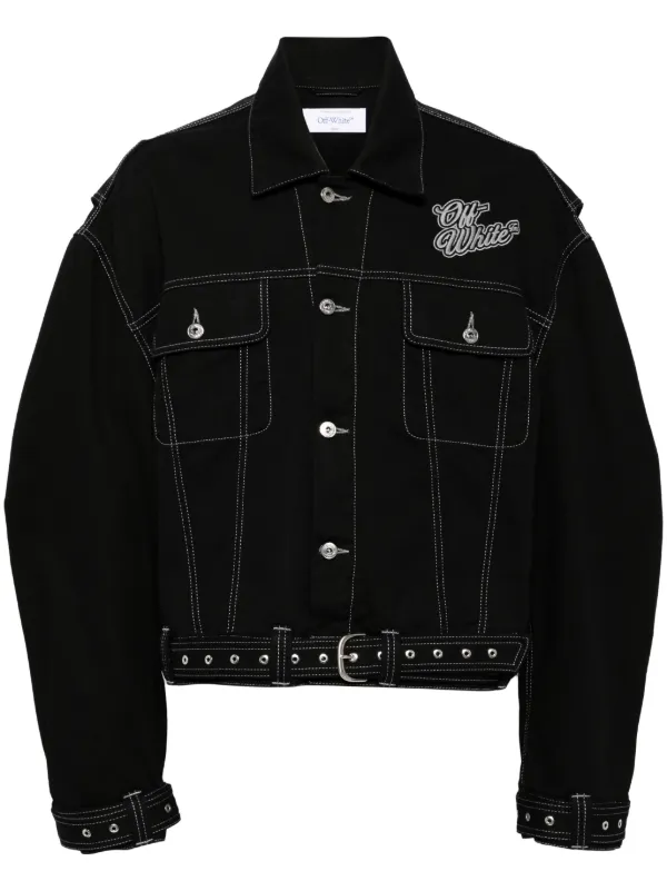 Off White Veste En Jean a Logo Applique Noir FARFETCH MA