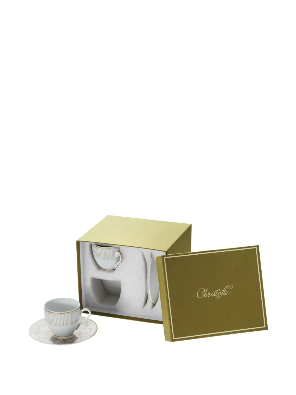 Christofle Malmaison Impériale Coffee Cup And Saucers (set Of Two) In 白色