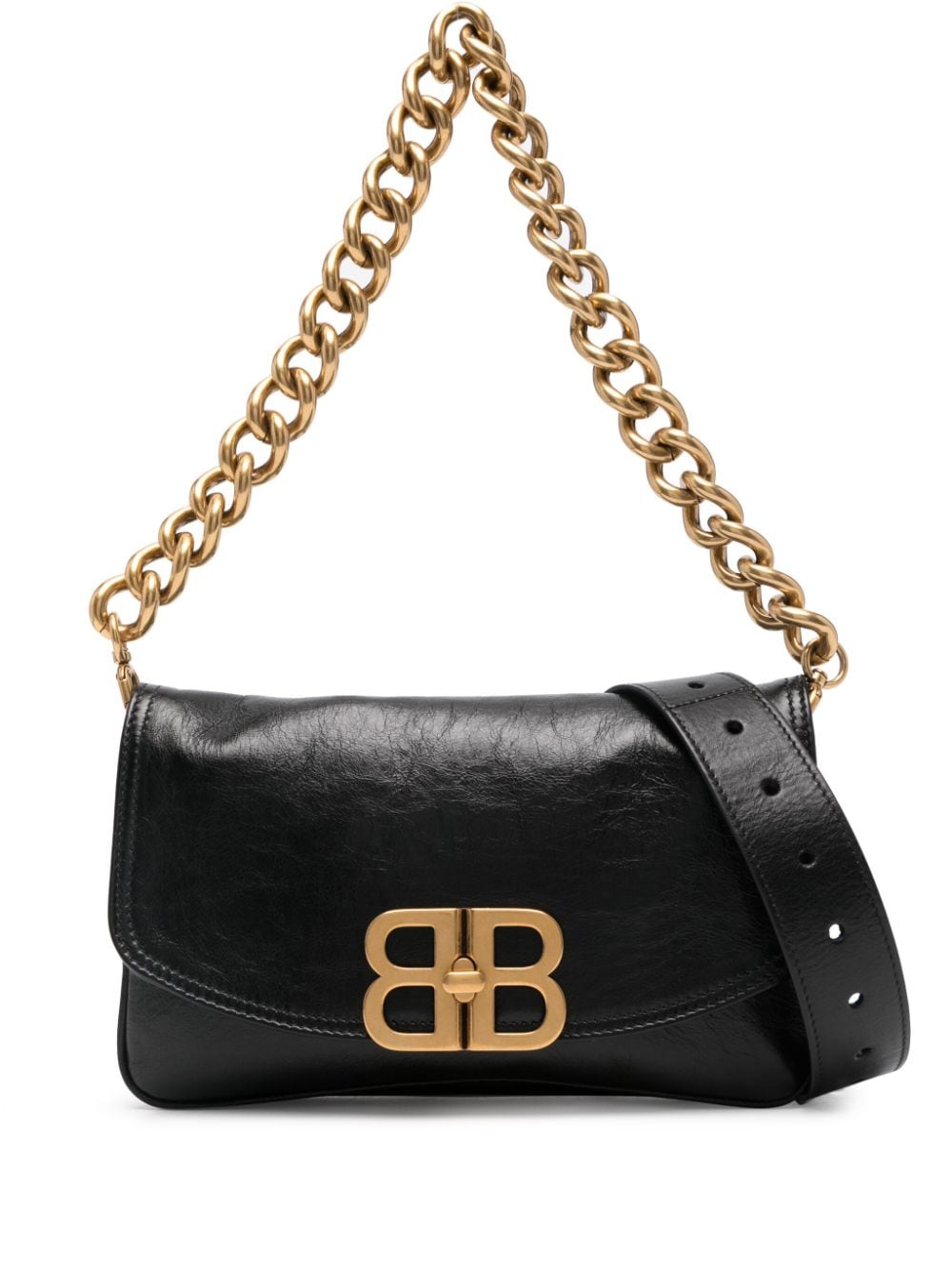 Balenciaga small BB flap leather bag - Nero