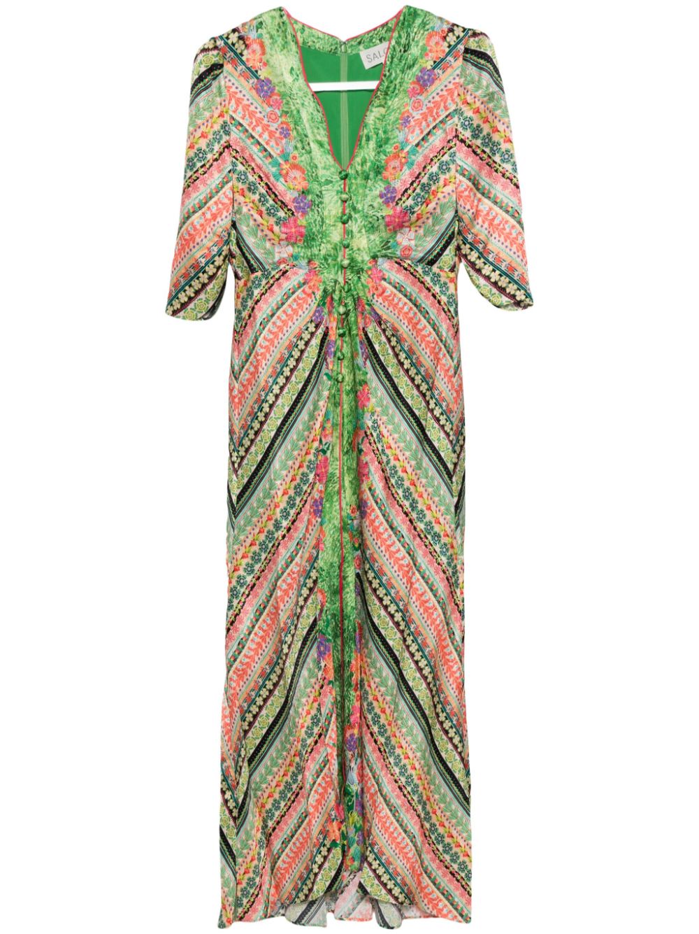 SALONI MITSU B BLOOM BORDER-PRINT DRESS