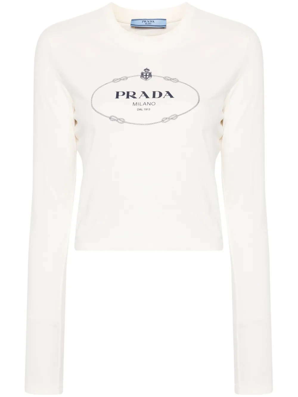 Prada T-shirt met logoprint Beige