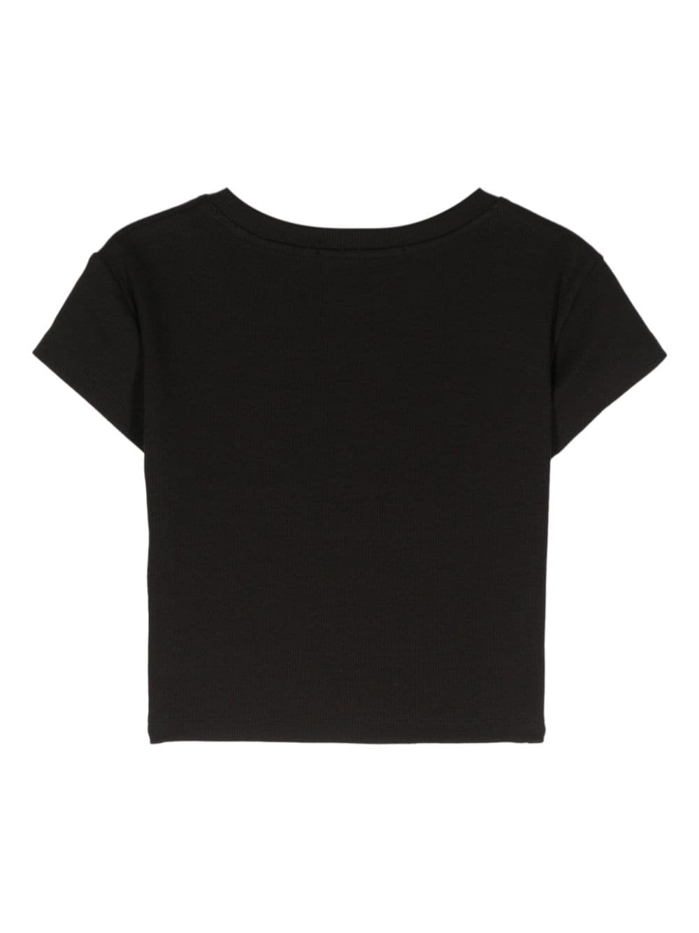 Calvin Klein logo-patch cropped T-shirt - Zwart