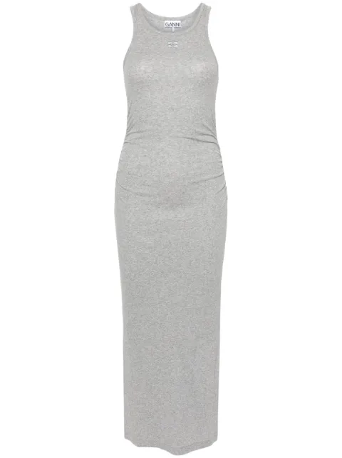 GANNI fine-ribbed midi dress