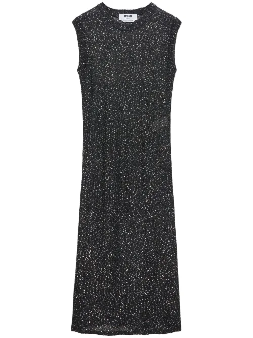 Robe mi-longue à ornements de sequins - MSGM - Modalova