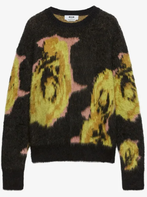 MSGM pull à motif de rose en intarsia