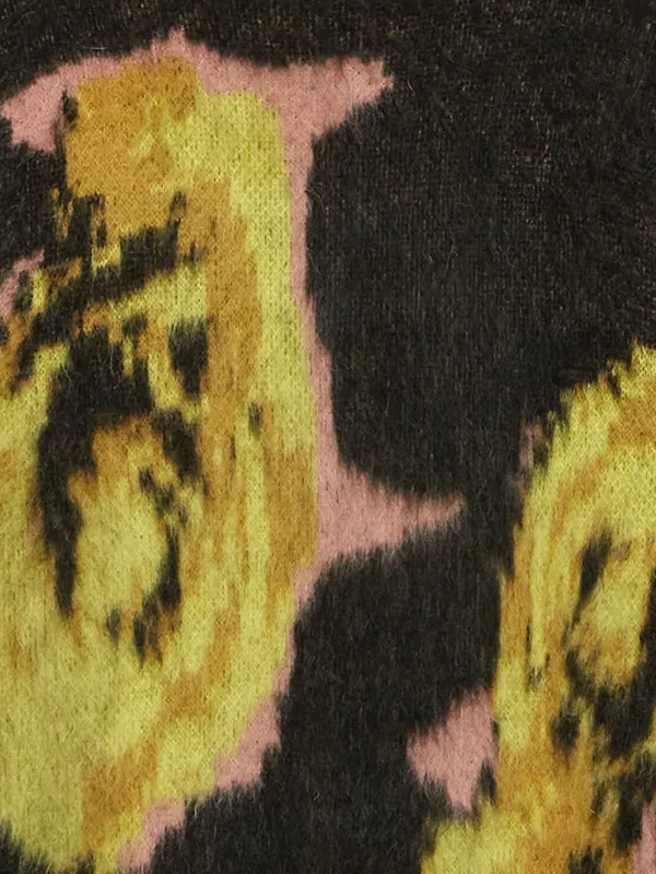 MSGM Rose Intarsia Print Jumper | Black | FARFETCH