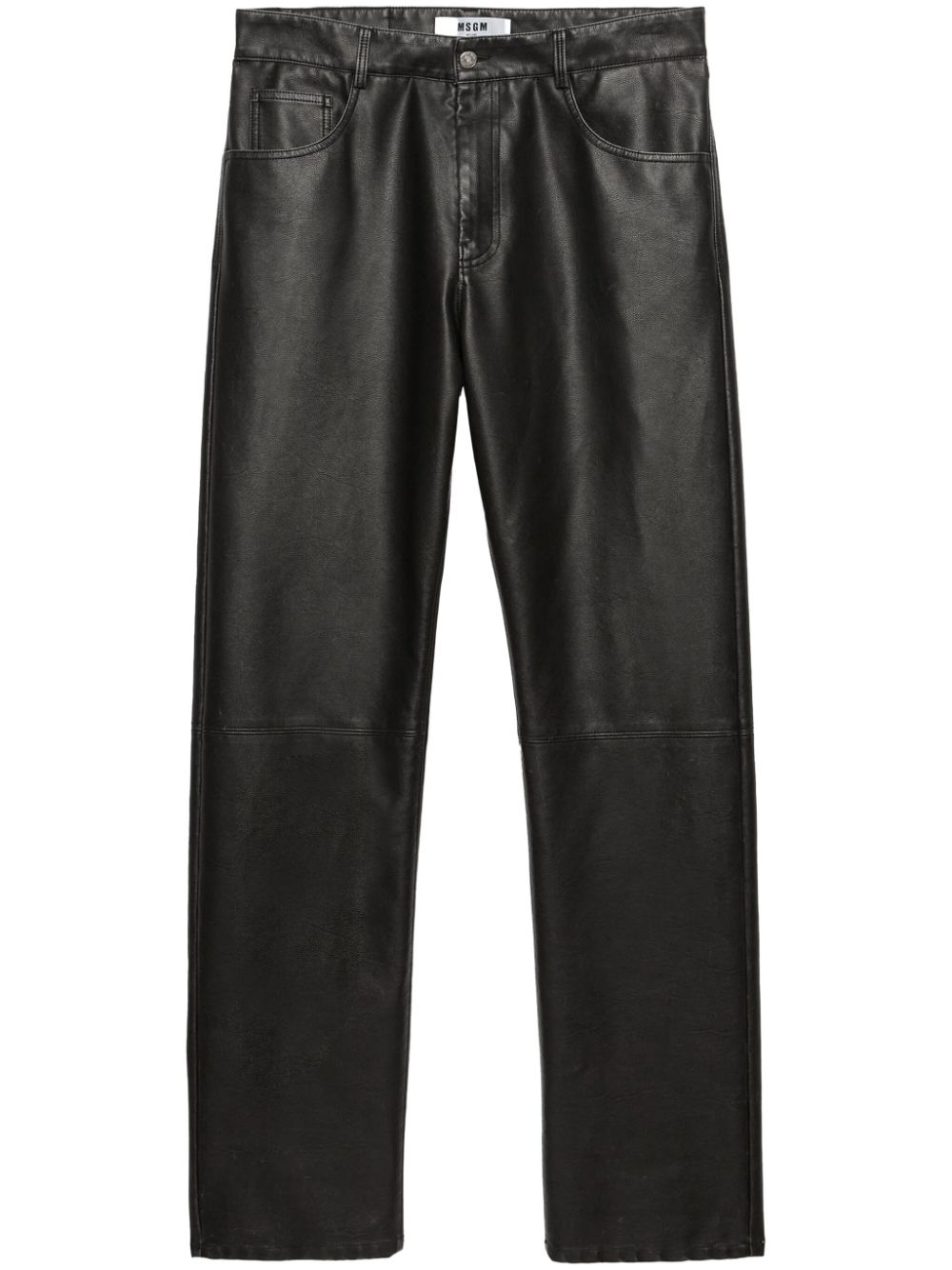 Msgm Straight-legged Leather Trousers In Burgundy