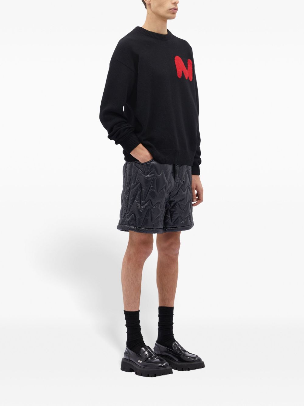 MSGM embroidered-logo knitted jumper - Black