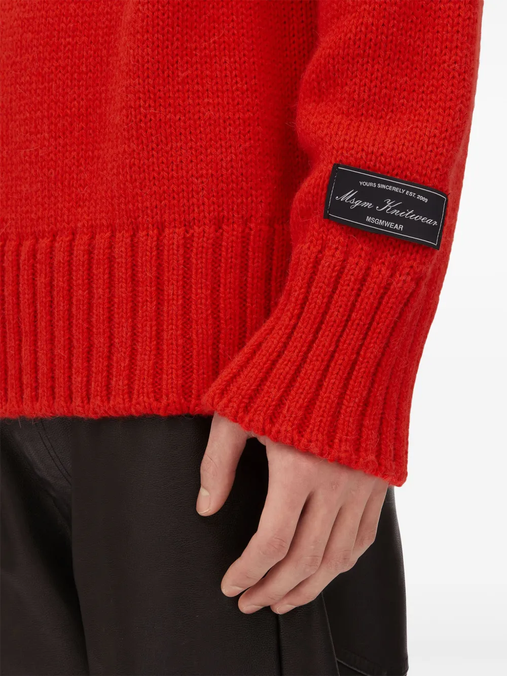 MSGM Trui met klassieke kraag en patch op de mouw Rood