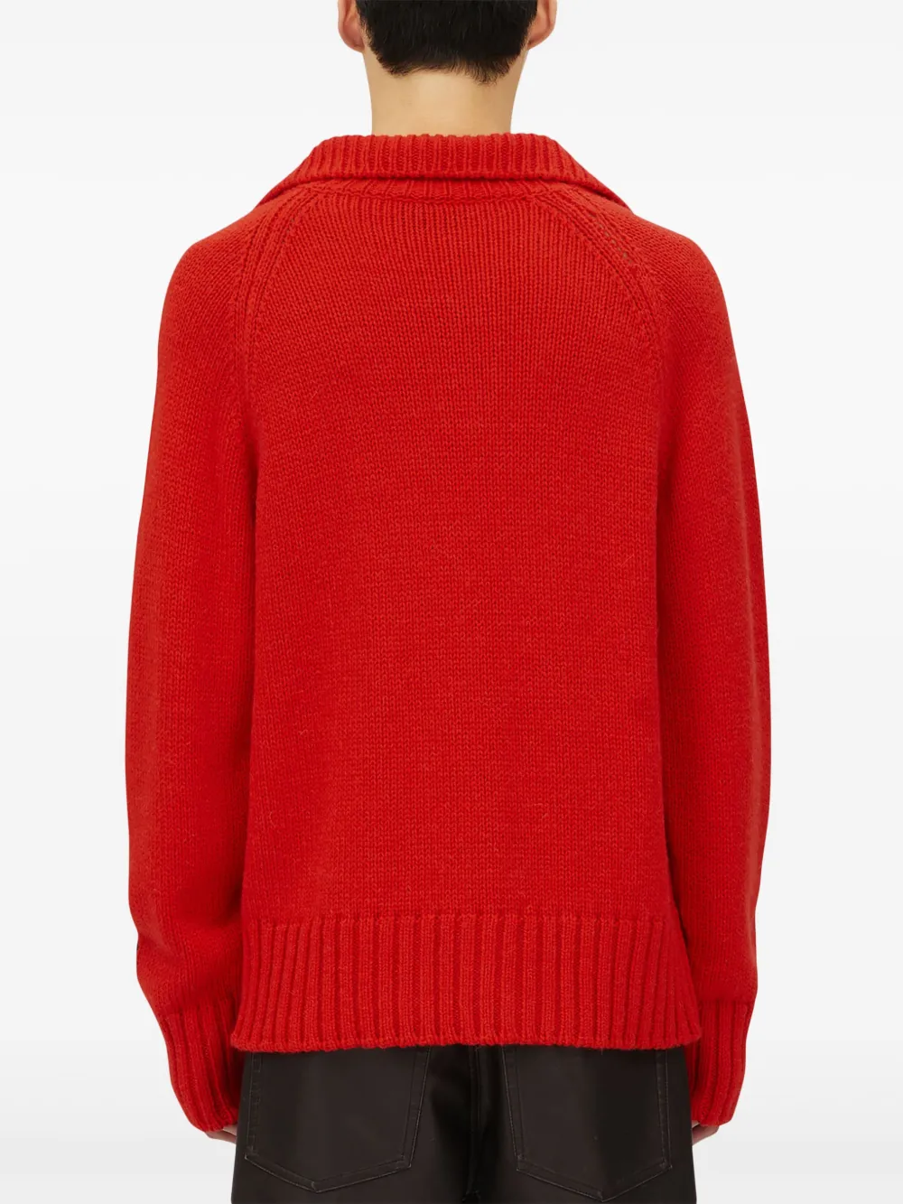 MSGM Trui met klassieke kraag en patch op de mouw Rood